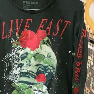 Reason Black Graphic Long Sleeve Shirt